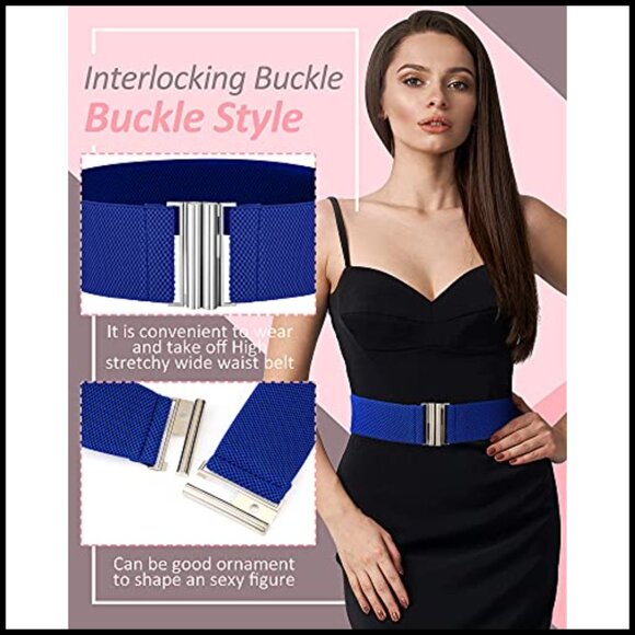 Vintage Stretch Waist Belts Set Elastic Buckle Y2K Retro Chic Accessory